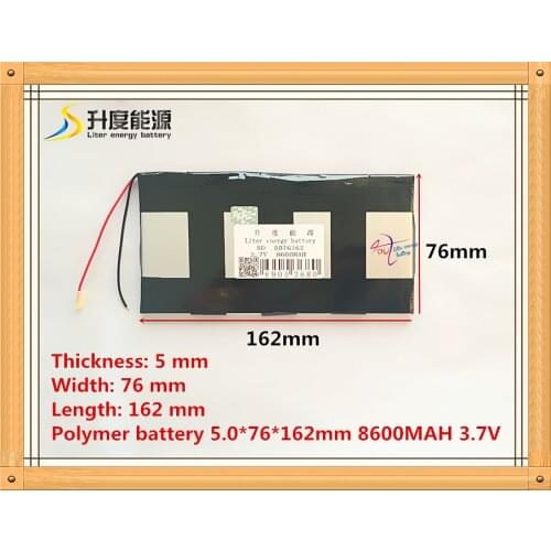 Free shipping 3.7V 8600mAh(Real 8600mAH) Li-ion battery for M9 RK3188 M9,M99pro, M9Pro 3G Tablet PC 5.0*76*162mm