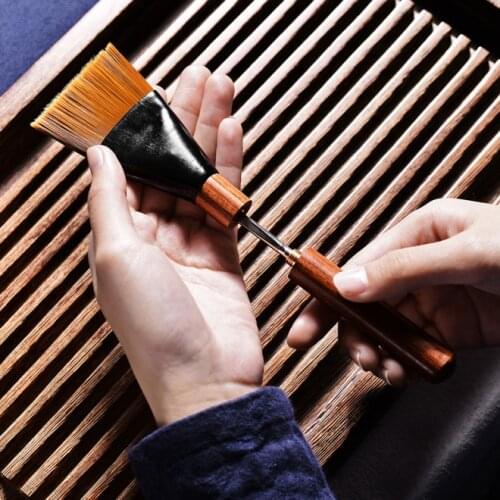 Pot Toy Tray Tea Brushes Wooden Handle Knife and Brush Double Use Tea Accessories
