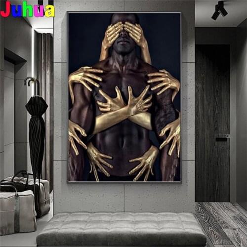 Black Gold Nude Embrace 5D DIY Diamond Painting full drill African Art Diamond Embroidery mosaic wall decor drop shipping