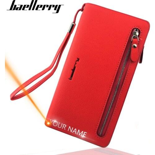 Baellerry Card holder Women Wallets Leather Long Design Quality Passport Cover Casual Women Purse Zipper Multi-function Wallet
