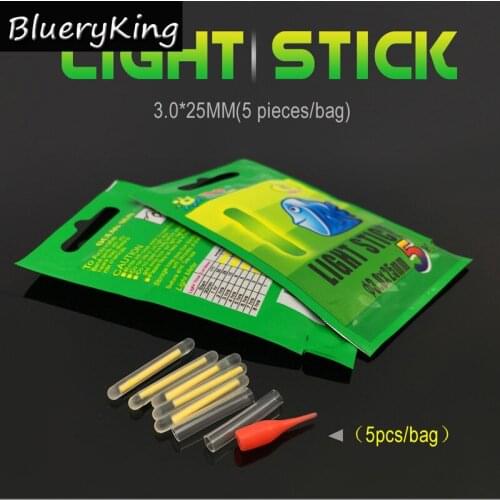 BlueKim 50Bags(250pcs)3.0*25MM Fishing Fluorescent Light Fishing Float Glow Stick Light Stick Luminous Stick Fishing Light Stick