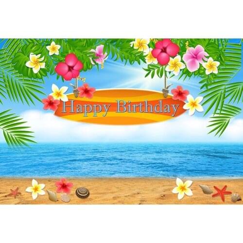 Hawaiian Style Background For Photo Seaside Scenery Tropical Flowers And Leaves For Birthay Party Photo Props
