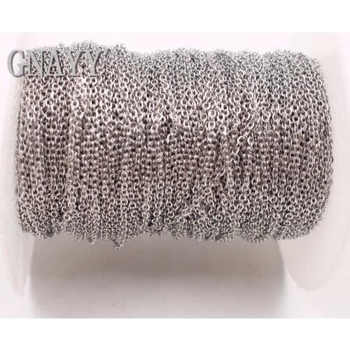GNAYY Lot 8meter in bulk 1.5mm/2mm/2.3mm/3mm/4.5mm Stainless Steel joint Oval Rolo Chain jewelry finding Marking Chain
