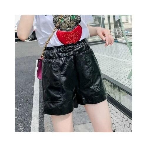 And Autumn Winter New Patent Leather Sheepskin Leather Shorts