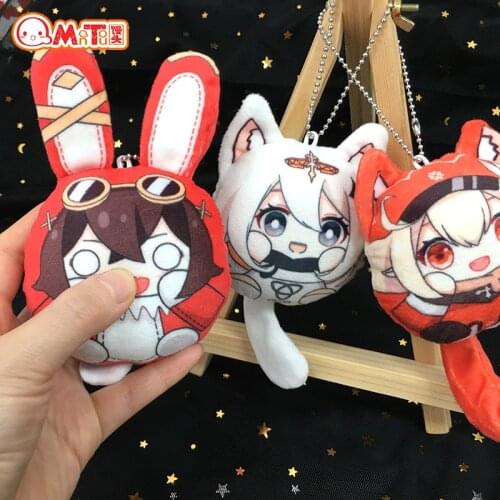 Game Anime Genshin Impact Klee Paimon Amber Mini Plush Dolls Dango Cute Figure Keychain Toy Bag Pendant Keyring Cosplay Gift