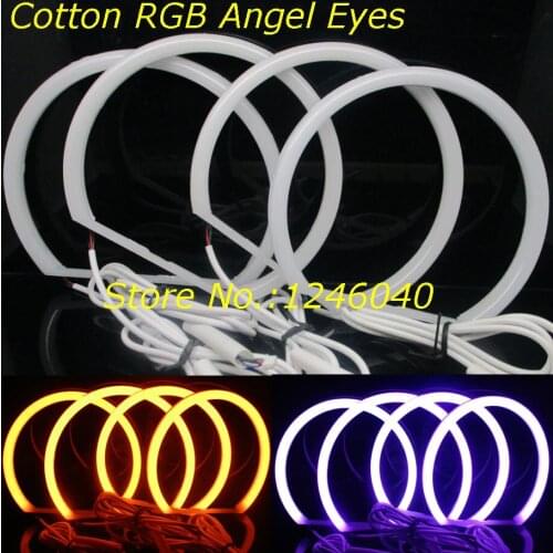 Remote control 4*131mm Cotton RGB Angel eyes halo ring kit for BMW E36 E38 E39 E46 2D 4D Lada Vaz BA3 2106 16colors flash