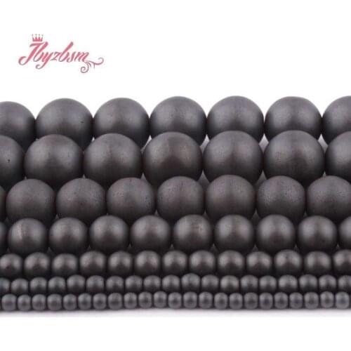 Natural Black Hematite Frosted Round Beads 2/3/4/6/8/10MM Stone Beads Loose For DIY Necklace Bracelet Jewelry Making Strand 15"