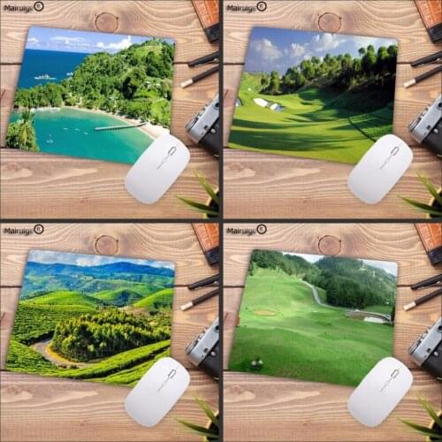 Mairuige Cool Fashion Green Meadow And Tree Silicone Computer Table mats Size for 18x22cm 20x25cm 25x29cm Gaming Mousepads
