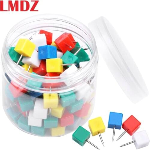 LMDZ 50/100PCS Push Pins Thumbtack Map Markers Notice Board Pins Colored Pin Photo Wall Office School Supplies with Plastic Box