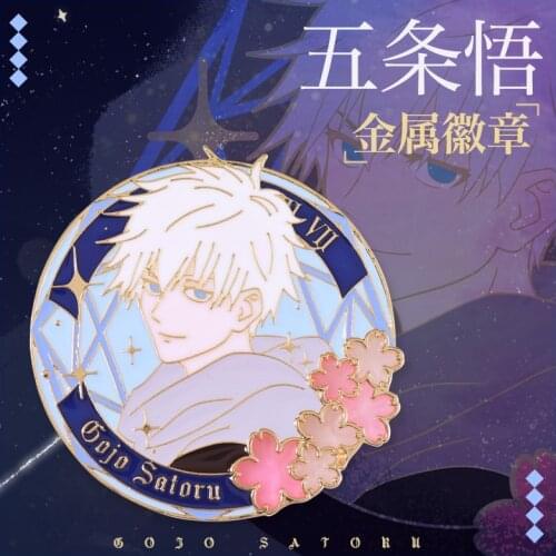 Anime Jujutsu Kaisen Badge Gojo Satoru Metal Button Brooch Pins Collection Baking Finish Medal Costume Souvenir Cosplay Gifts