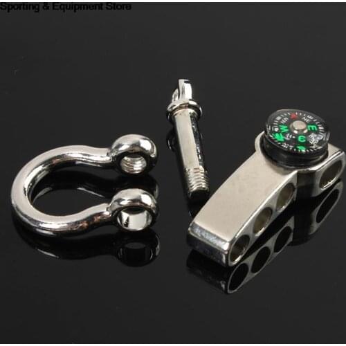 Mini Compass U Shape Anchor Shackle for Outdoor Survival Rope Paracord Bracelet Zinc Alloy Adjustable Compass Safety Buckle