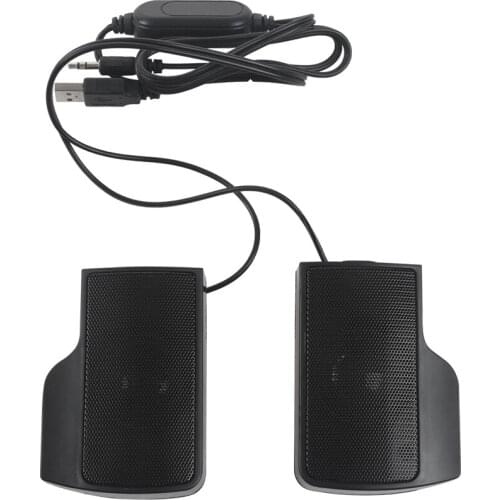 Mini Portable USB Stereo Speaker Soundbar for Notebook Laptop Mp3 Phone Music Player Computer PC with Clip Black