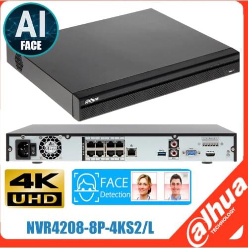 Mutil language DAHUA 4K H.265 8ch POE DH-NVR4108-8P-4ks2 DHI-4108-8P-4KS2 H.265 4K 8ch NVR with 8 poe ports Smart 1U Mini NVR