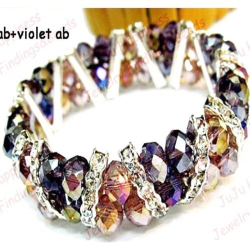 Fashion Handmade Round Crystal Glass Beads Stretchy Bracelets Purple And Violet Rondelle Beads Bracelets