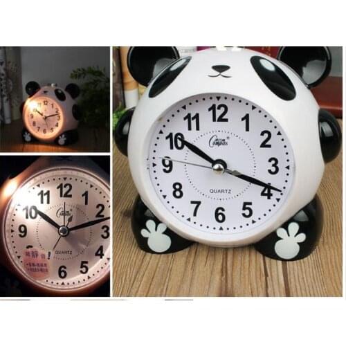 Cartoon panda alarm clock night light electronic bell 16 polyphonic music super quiet snooze alarm clocks