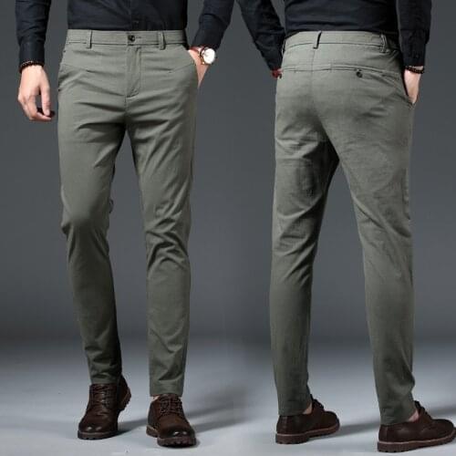 High Quality Mens Bamboo Fiber Regular Casual Pants Spring New Business Straight Stretch Trousers Male Japanese Fashion