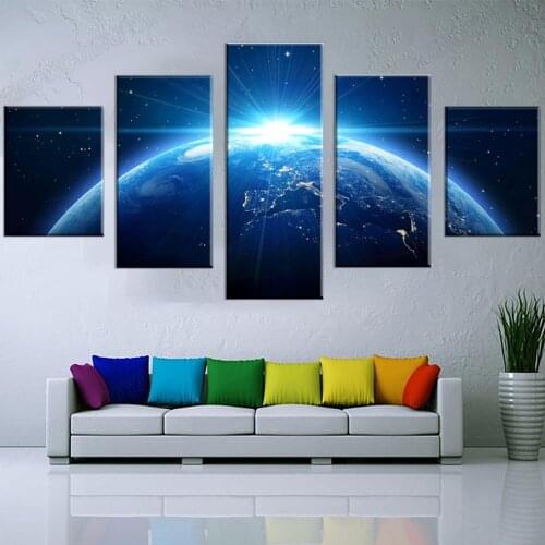 Universe Planet Space Landscape Art Wall Picture Frame Prints Painting Abastract For Room Home Decoration 5 Pieces Canvas