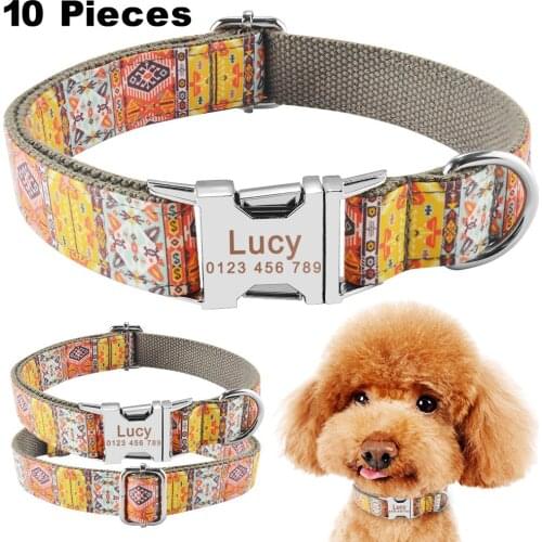Nylon Fashion Boy Girl Unisex Dogs Collar Products Pet Collar Small Large Personalized Dog Collar Custom Engraved Name ID Tag