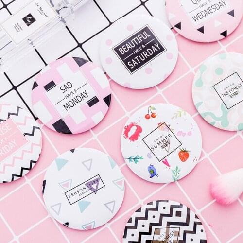 CSHOU130 New Fashion Lady Portable MIni Makeup Mirror Cute Cartoon Pattern Portable Compact Pocket Mirror Mini Cosmetic Mirror