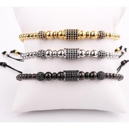 New Design Men Bracelet Micro CZ Pave Charm Handmade Braided Macrame Friendship Bracelet Men Jewelry Gift