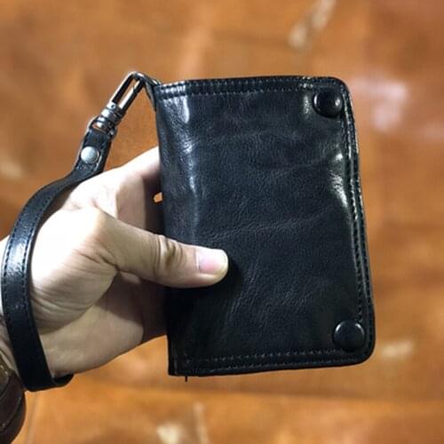 Original vintage mens wallet, handmade leather wallet, old vertical style, Japanese and Korean contrast color first layer