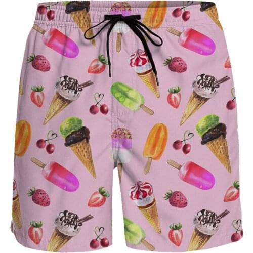 Baggy Casual Shorts Cool Refreshing Breathable Quick Dry Holiday Beach Pants Men Running Sports Shorts Ice Cream Board Shorts