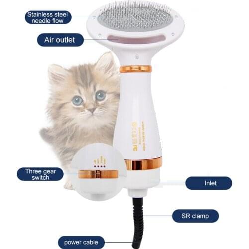 2-In-1 Pet Dog Hair Dryer Comb Grooming Blower Cat Hair Comb Dog Fur Blower Adjustable Temperature Pet Brush Pet Supplies