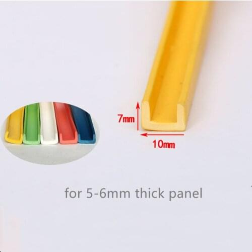 Rubber Sealing U Strip 7x10mm for 5 - 6mm thick Glass Metal Car Wood Panel Board Edge Encloser Shield Black Red Yellow