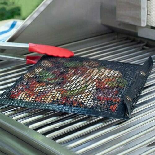 BBQ Mesh Grill Bags Reusable Grilling Pouches For Charcoal Gas Electric Grills & Smokers Heat-Resistant, Non-Stick Barbecue Bag