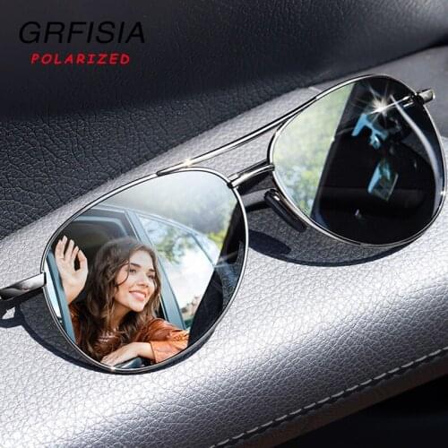 GRFISIA Classic Design Pilot Polarized Sunglasses Men Women Driveing Travel Sun Glasses Durable Alloy Frame UV400 Goggles A61