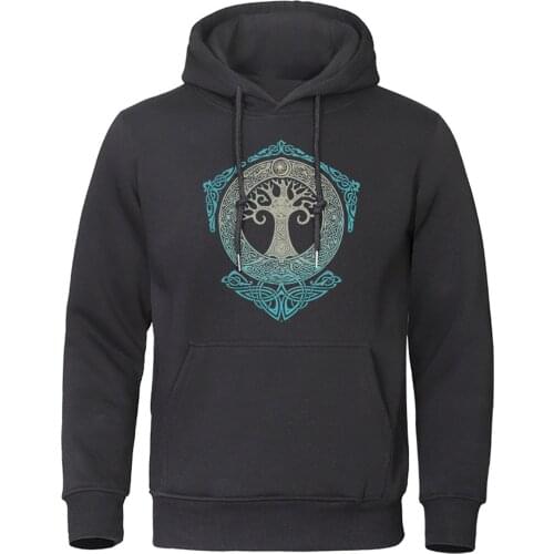 Odin Aesir Nordic Mythology Mens Sweatshirt Yggdrasil Pullover World Tree Men Warm Streetwear 2019 Winter Autumn Fleece Hoodies