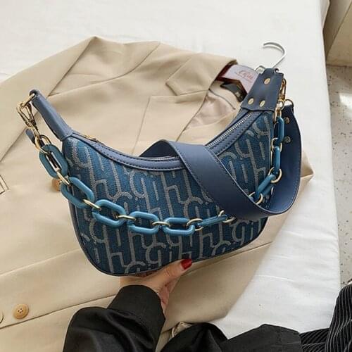 Fashion Acrylic Chain Handbag Women Printed Casual Underarm Crossbody Bag Woman Brand Designer Womens Shoulder Bag 2021 New