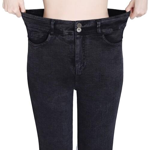 Big Yards Lmitation Jeans Pants Women 2020 Spring Autumn Elastic Waist Trousers Ladies Vintage Pencil Slim Skinny Jeans