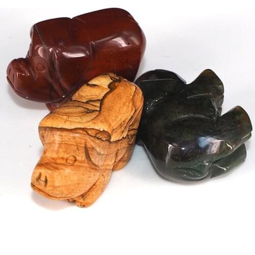 12 Colors Carving Pig Shaped Pendulum Chakra Healing Natural Agates Stone Jewelry Home Decoration For Wholesale 33*49mm