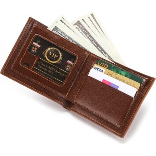 2021 Short Card Wrap Leather Mens Wallet Multifunctional Wallet Zipper Coin Purse Bank Card Holder