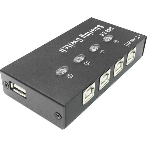4-Port Manual Switch 4 in 1 Out USB Computer Printer Sharing Device Suitable for Scanner/Card Reader/Printer/Copier