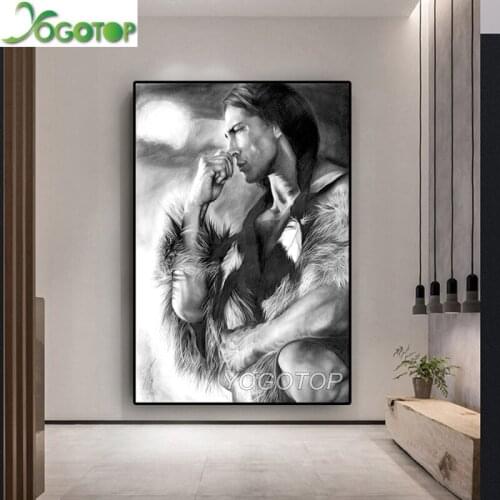 YOGOTOP DIY 5d diamond Embroidery sale black and white Indian man feather Cross Stitch,Mosaic,Rhinestone diamond painting YY1159