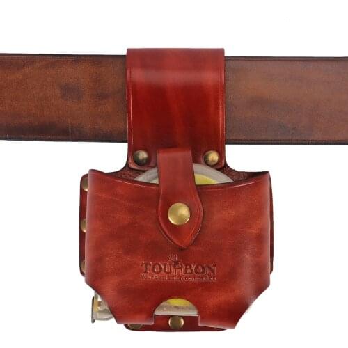 Tourbon Genuine Leather Tape Measure Holder Carrier for 10m Tape Large Pouch Holster Tools Bag