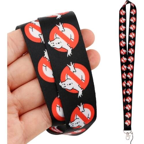 DZ1736 Movie Ghost Cute Lanyard Keychain ID Card Pass Gym Mobile Phone Hang Rope Decoration Webbing Straps Key Ring Holder