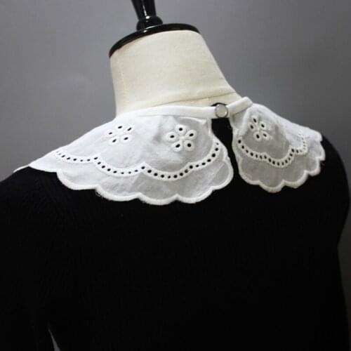 F3MD Hollow Embroidered Polyester Women Detachable Fake Collar False Shirt Blouse for Womens Girls Clothing Accessories