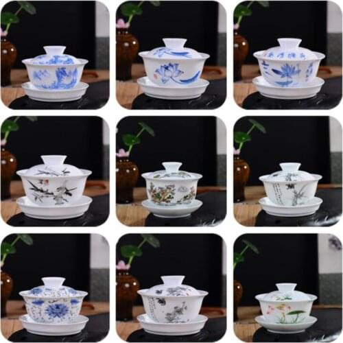 Hand-painted Porcelain Gaiwan Kungfu Tea Bowl Teaware Tea Ceremony Tea Set 125ml Kitchen Drinking Tool
