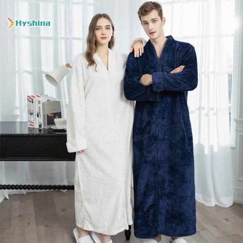 Flannel Nightdress Women Thicken and Lengthen Pineapple Grid Robe Bathrobe Couple Mens Pajamas Home Clothes Bathrobe