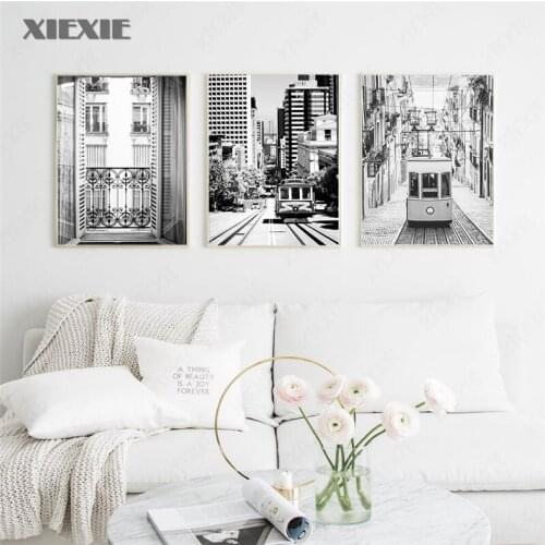 Nordic Building Canvas Painting View of Paris Poster Black and White Print Posters Modern Wall Art Pictures for Home Decor