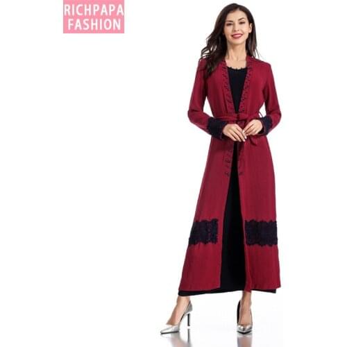 Red Abaya Kaftan Dubai Muslim Hijab Dress Set Turkey Caftan Jilbab Elbise Qatar Oman Arab Islamic Clothing Abayas For Women Robe