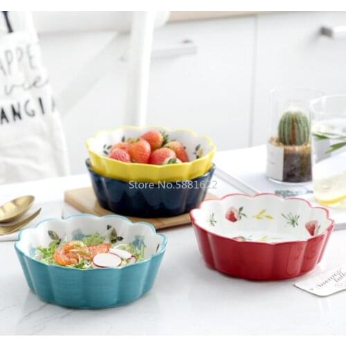 Four Seasons Flower Creative Ceramic Fruit Salad Bowl Breakfast Dessert Bowl Child Complementary Food Small Bowl