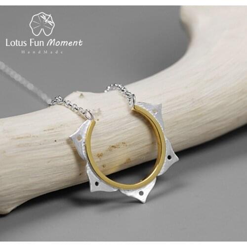 Lotus Fun Moment Real 925 Sterling Silver Designer Fashion Jewelry Creative Minimalist Lotus Flower Necklace for Women