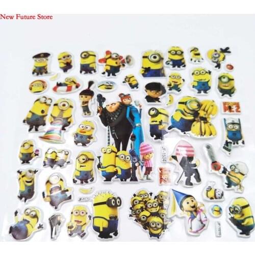 Miniones 6pcs bubble stickers Miniones Cartoon Childrens Birthday Gift ToyChild Reward party favors DIY Cute 3D Stereo PVC Bu