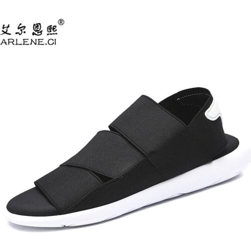 Rome Style Beach Sandals Men Outdoor Fashion Casual Slippers Summer Shoes Men Adult Black Elastic Sport Sandals Plus Size 39-46
