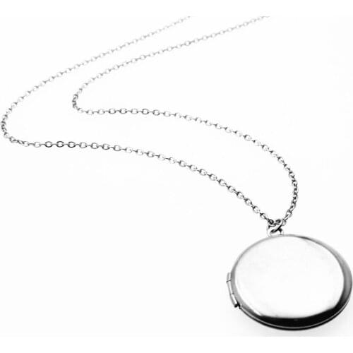 Can Open Round Photo Frames Locket Pendant Necklace Women Logo Jewelry Accessories