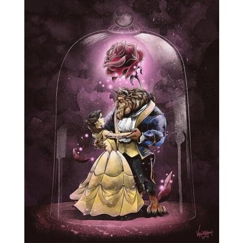 Princesss & Beast Art 5D Diy Diamond Painting Set Cross Stitch Cartoon Needlework Home Embroidery Decorative Christmas